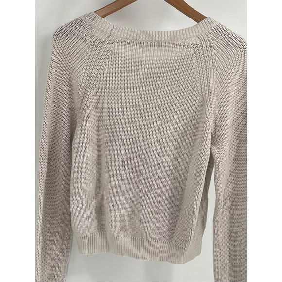 Alex + Alex Sweater Women Medium White Light Gray Long Sleeve Should Cut Out - Picture 7 of 12